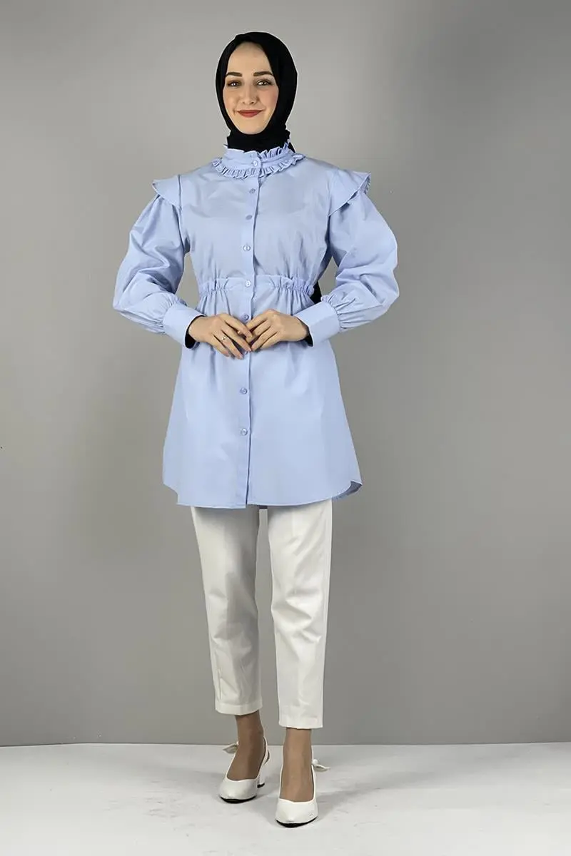 Tunic With Waist And Collar Detail-detail