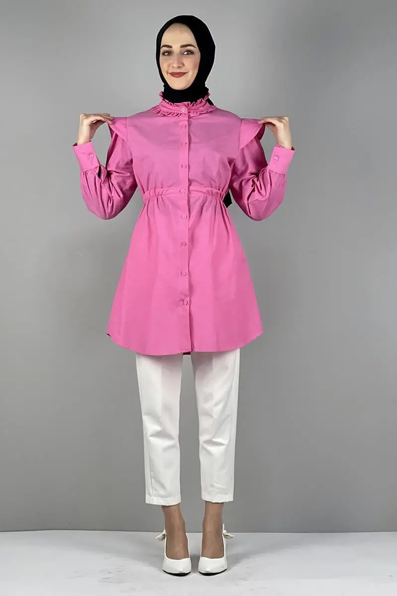 Tunic With Waist And Collar Detail-detail