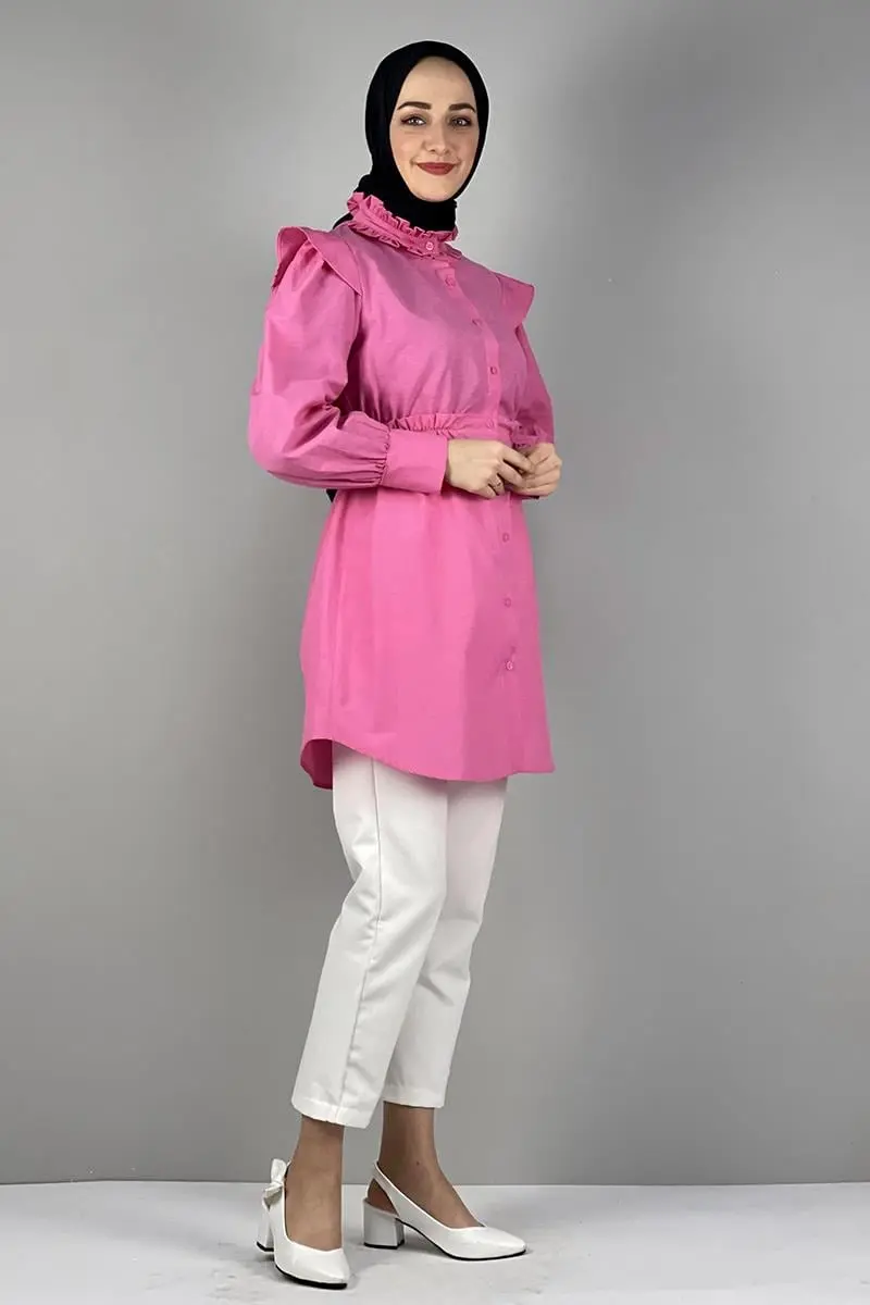 Tunic With Waist And Collar Detail-detail