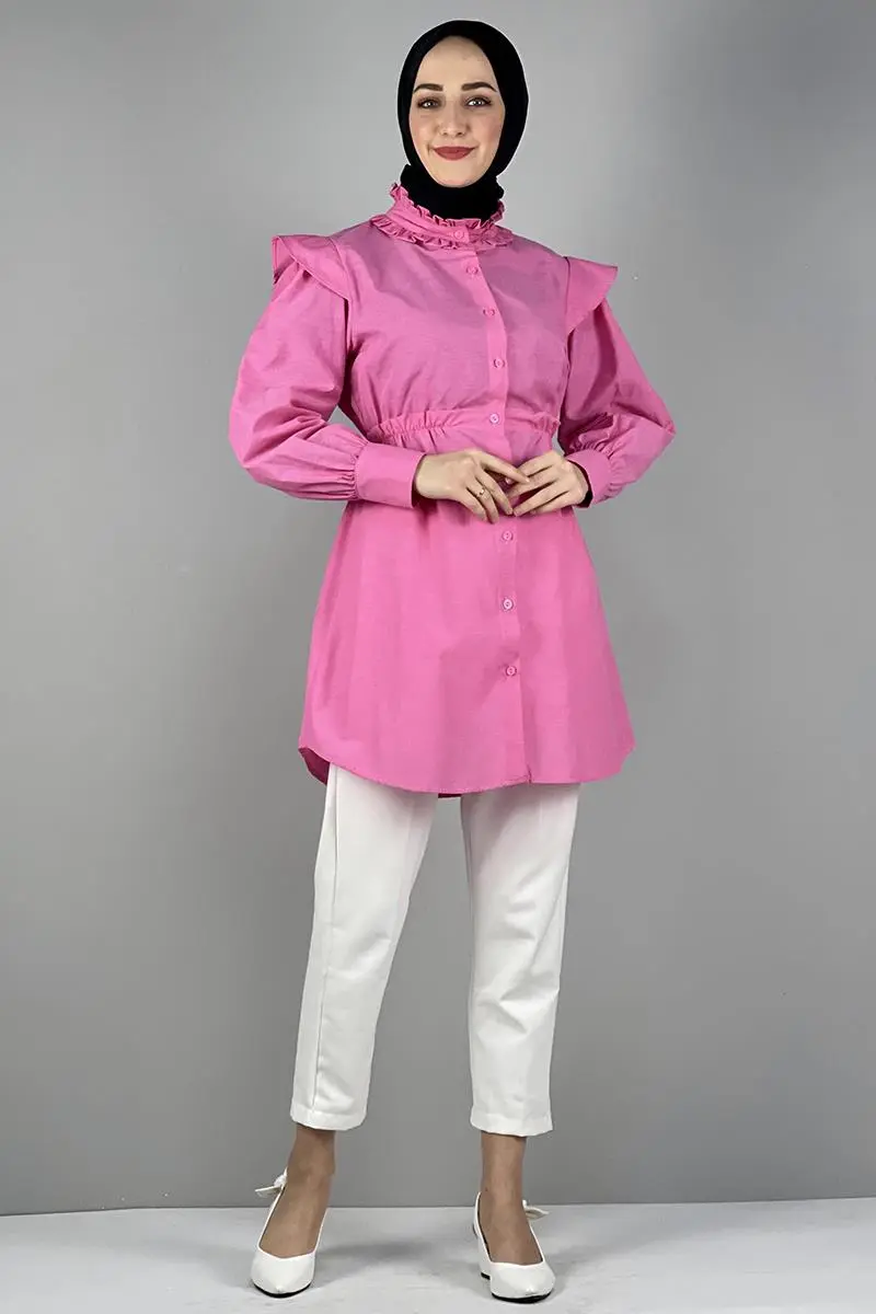 Tunic With Waist And Collar Detail-detail