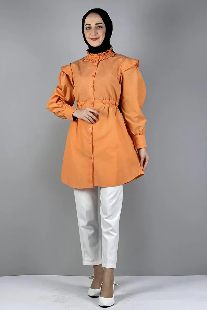 Tunic With Waist And Collar Detail-detail