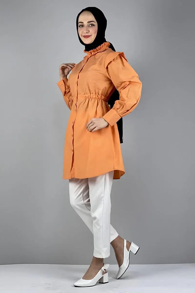 Tunic With Waist And Collar Detail-detail