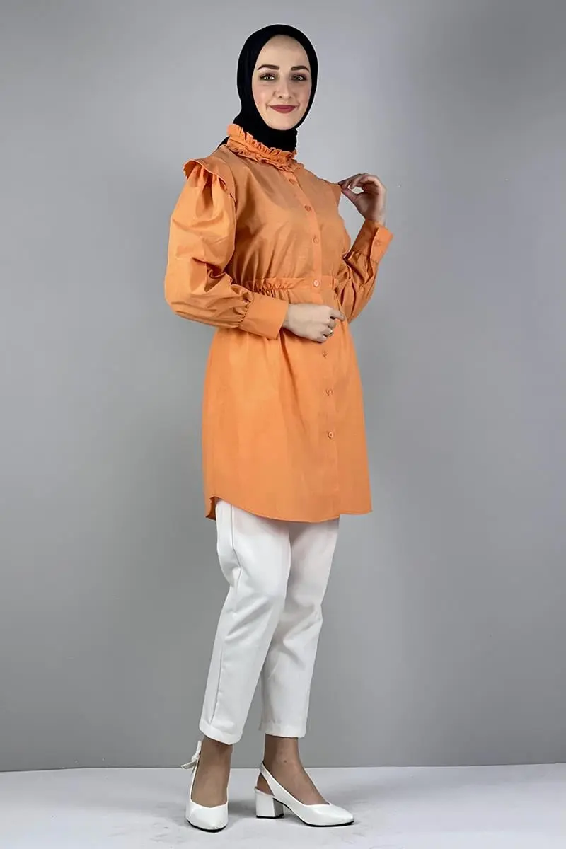 Tunic With Waist And Collar Detail-detail