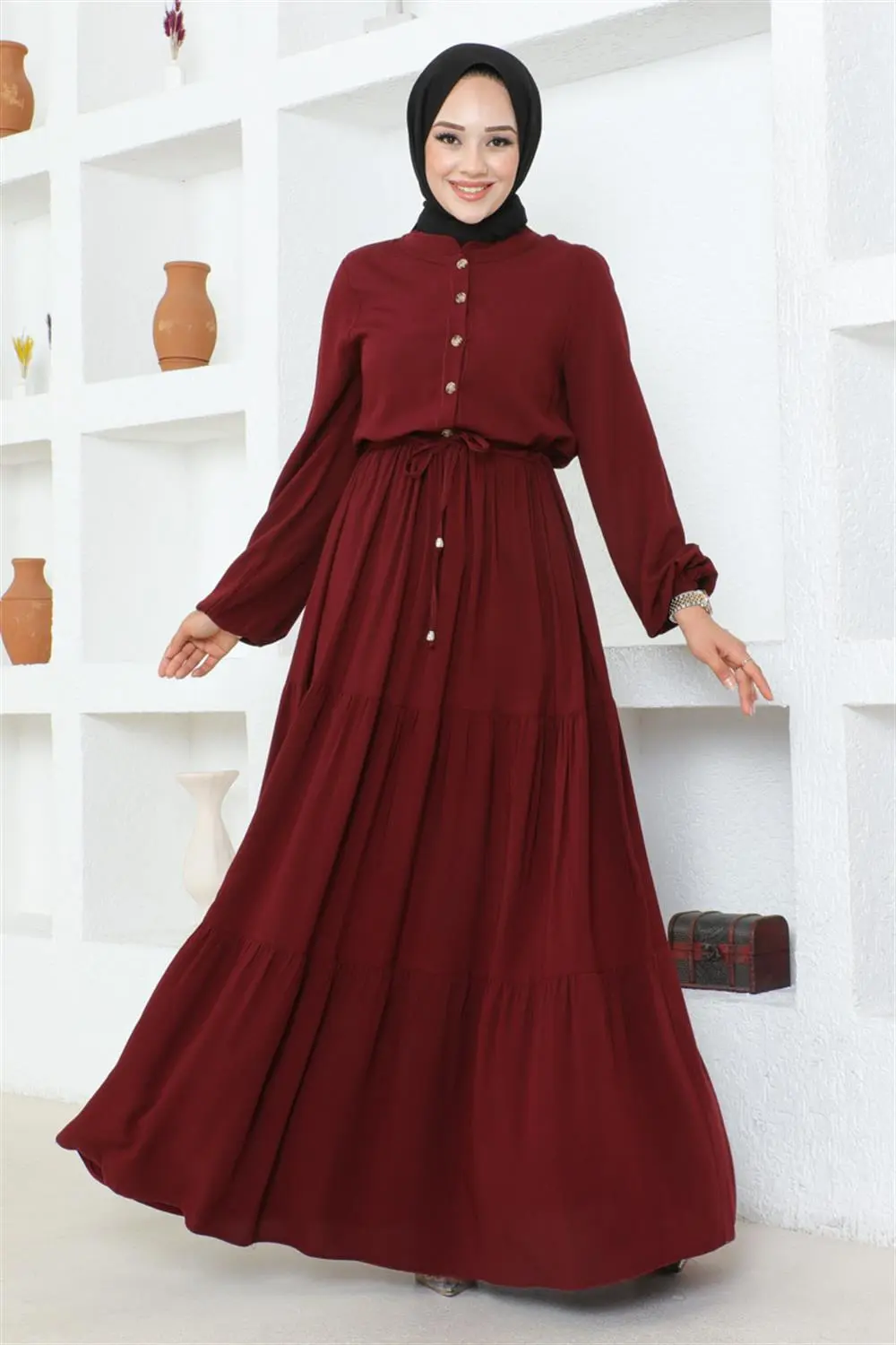 Gathered Waist Belted Dress-detail