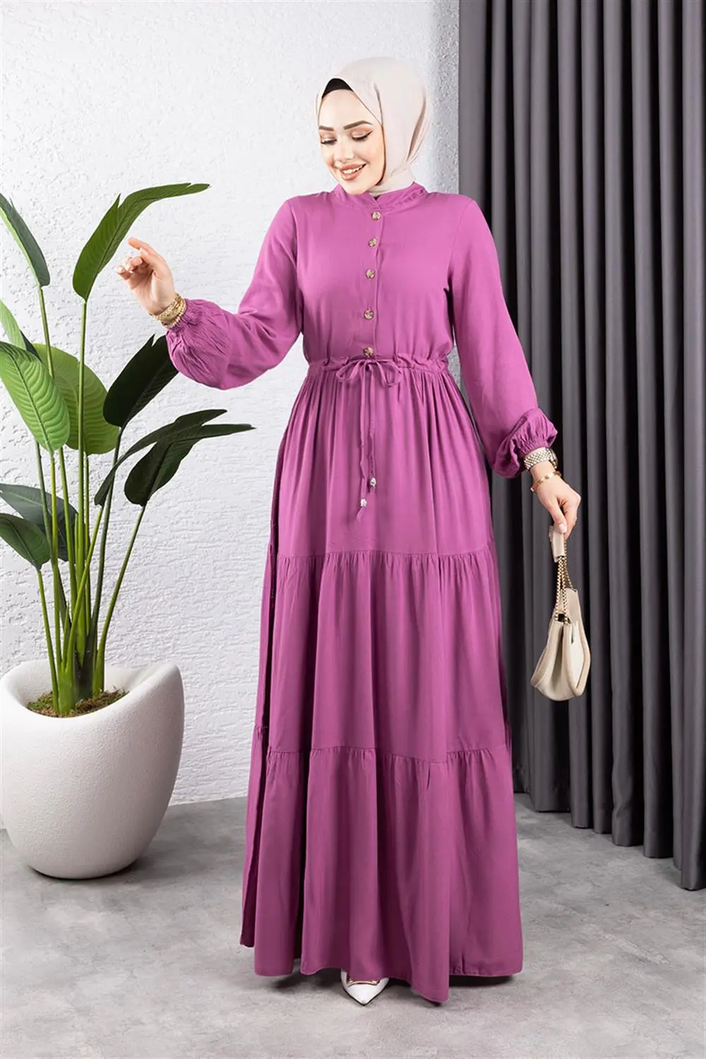 Gathered Waist Belted Dress-detail