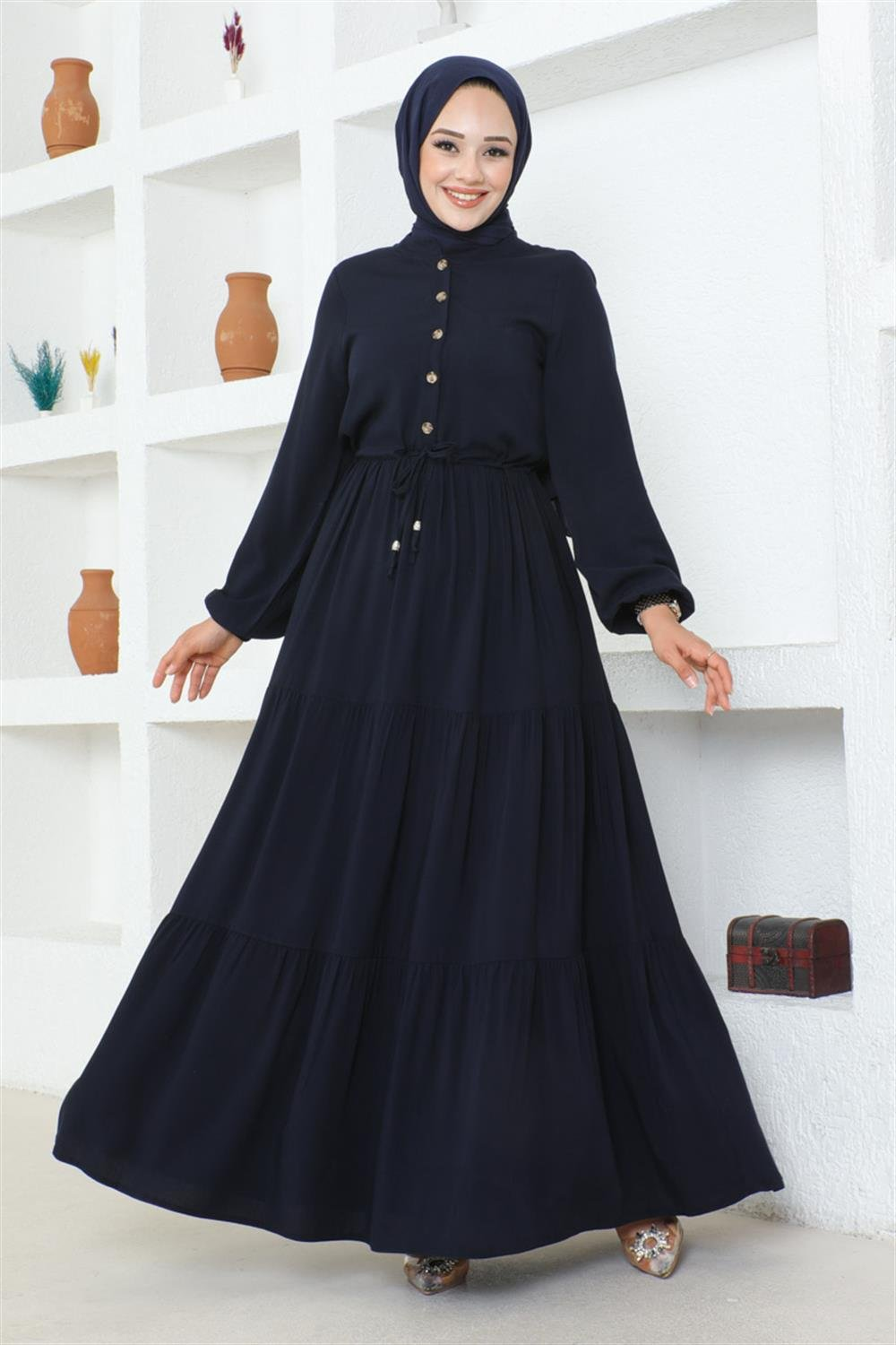 Gathered Waist Belted Dress