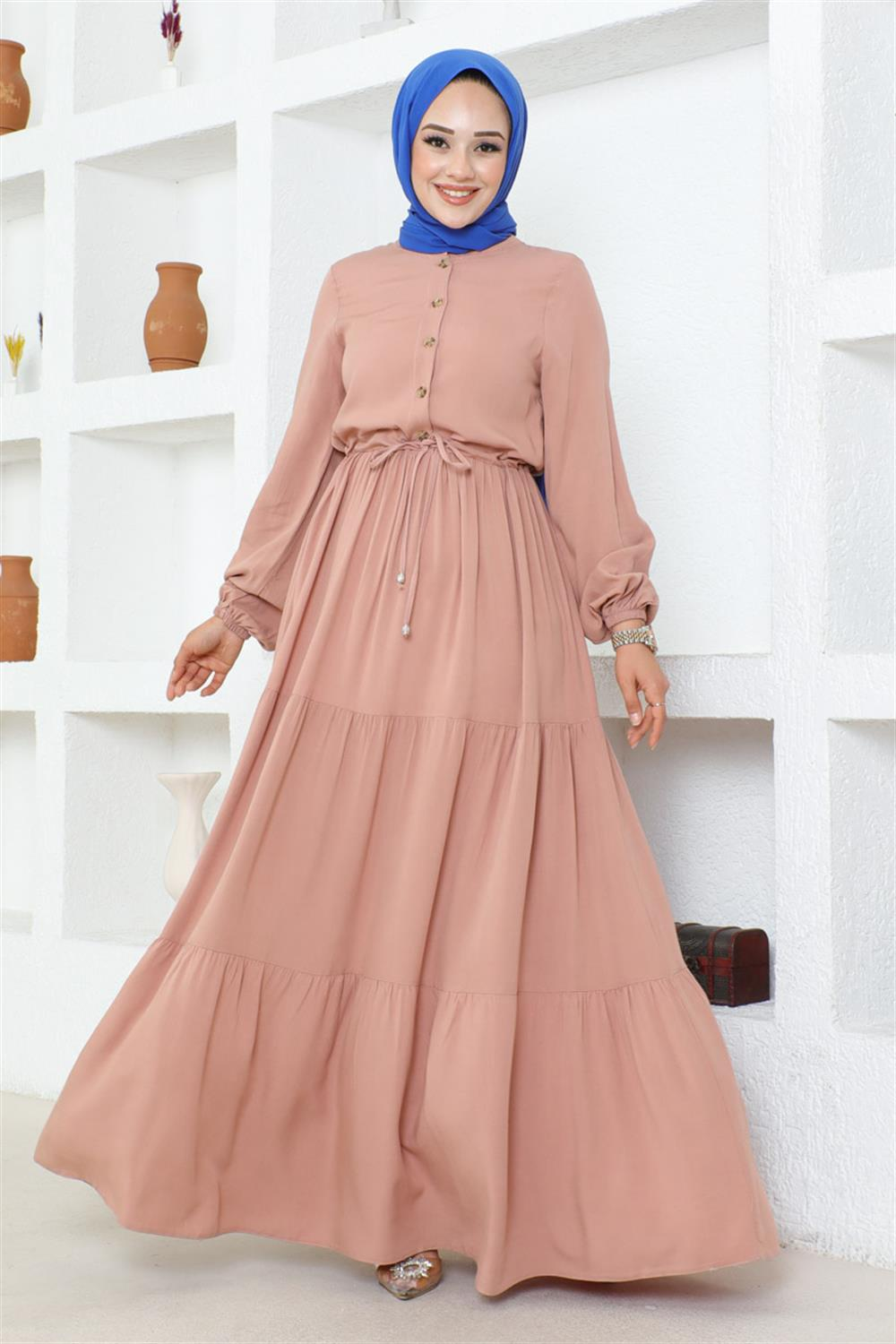 Gathered Waist Belted Dress