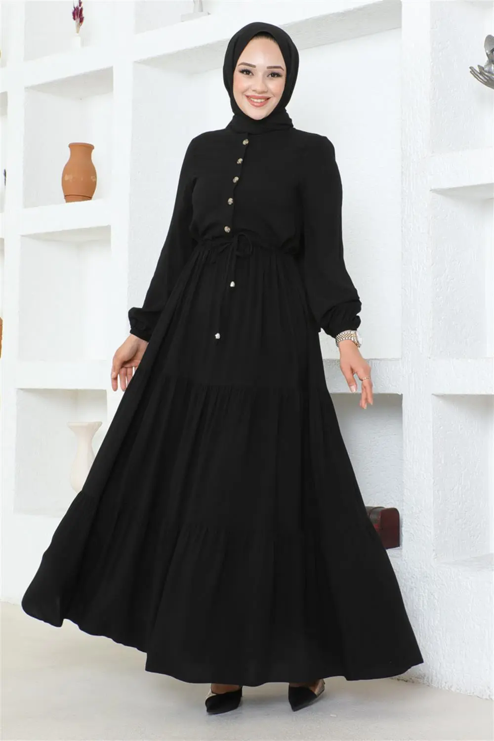 Gathered Waist Belted Dress-detail