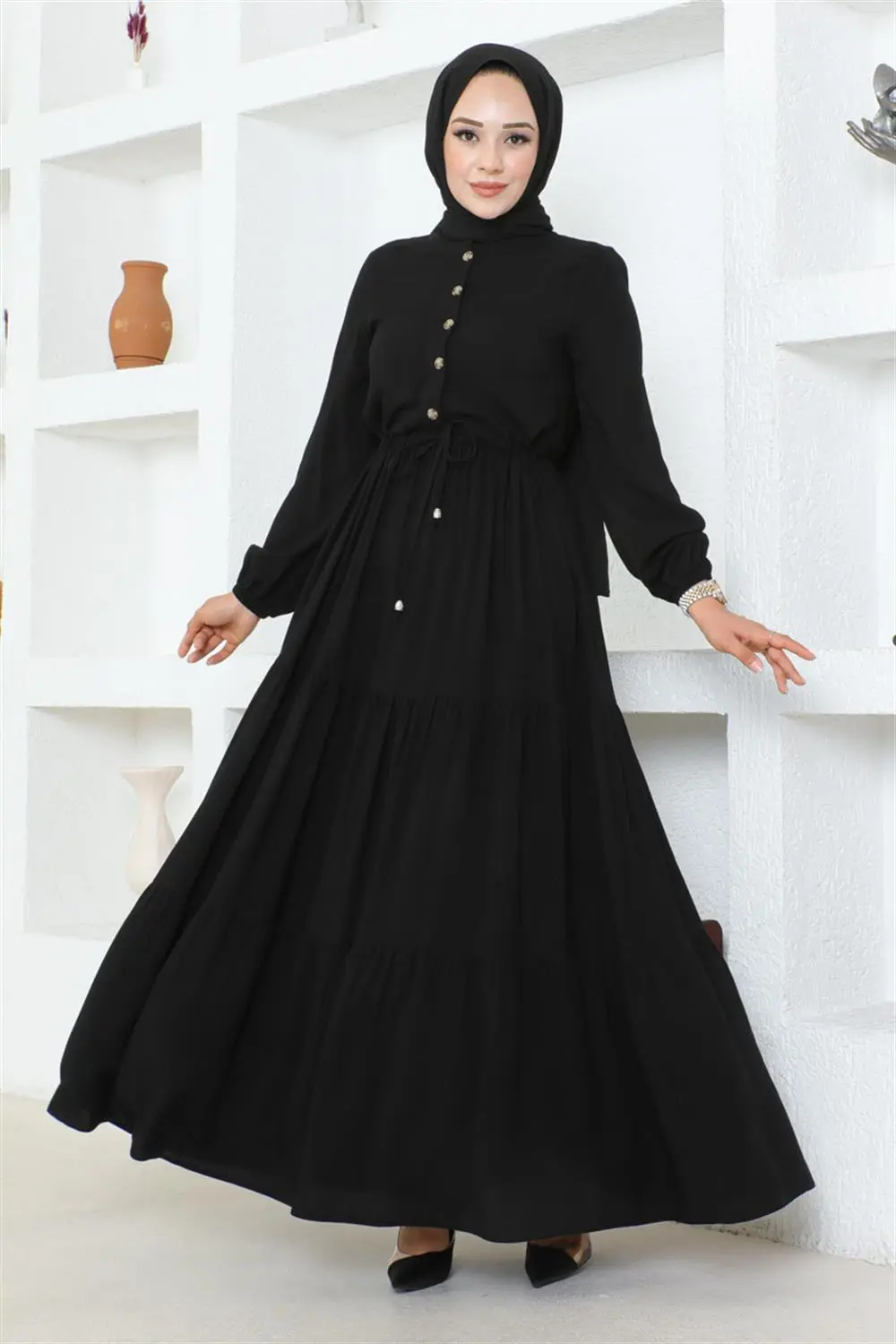 Gathered Waist Belted Dress-detail