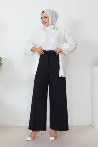 Belden Bağlamalı Bol Paça Pantolon