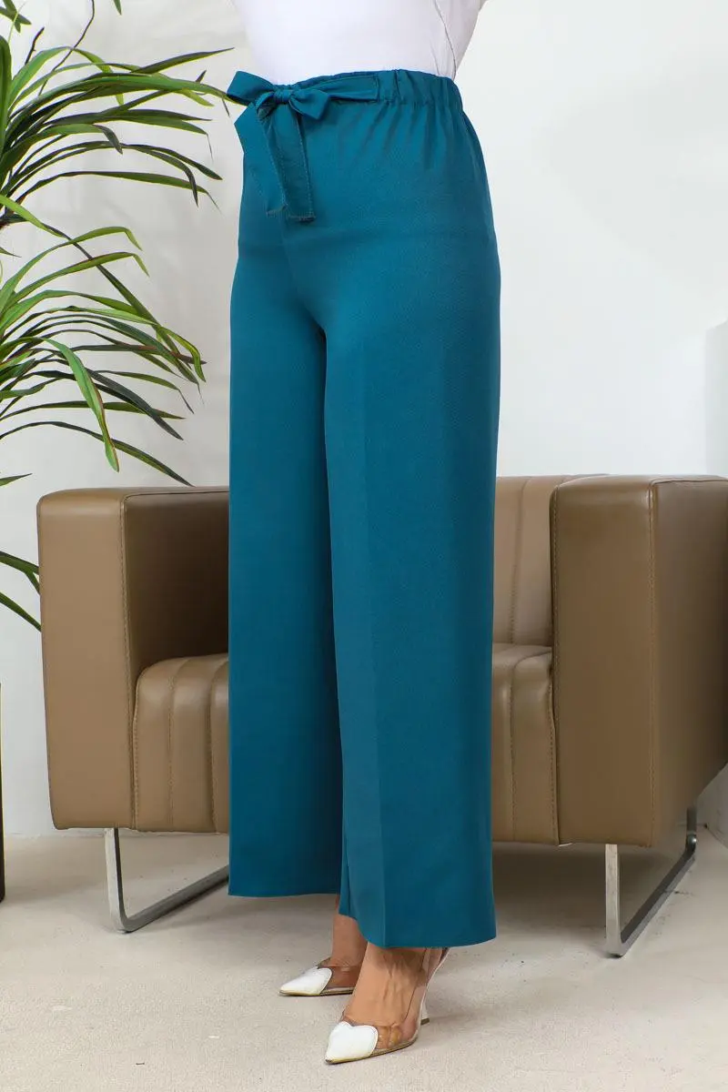 Belden Bağlamalı Bol Paça Pantolon-detail