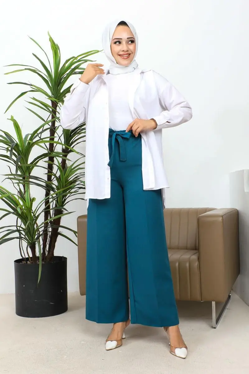 Waist-tied Wide Leg Trousers