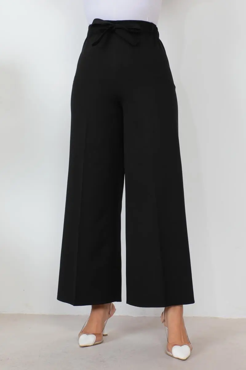 Belden Bağlamalı Bol Paça Pantolon-detail