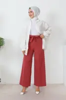 Belden Bağlamalı Bol Paça Pantolon