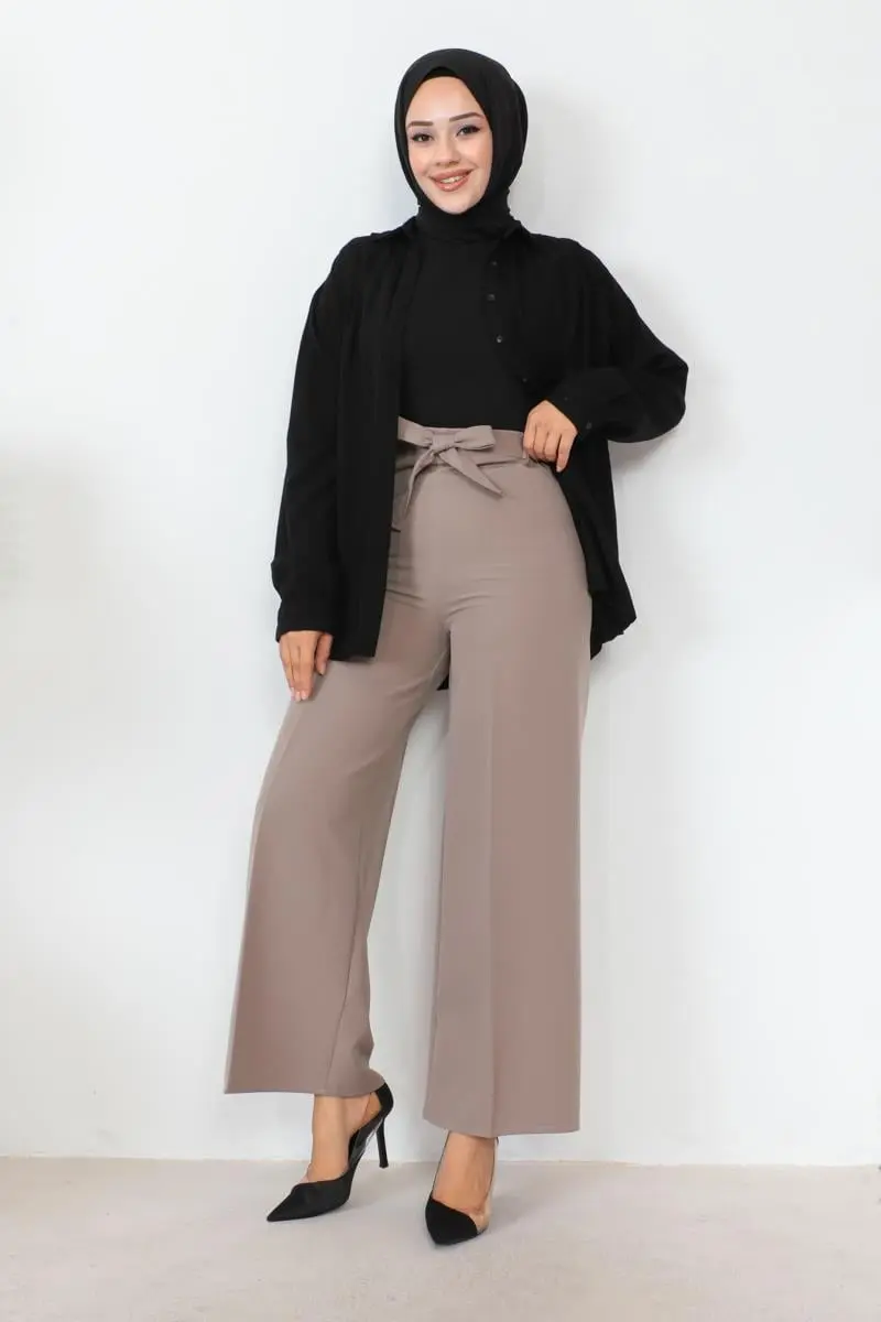 Waist-tied Wide Leg Trousers