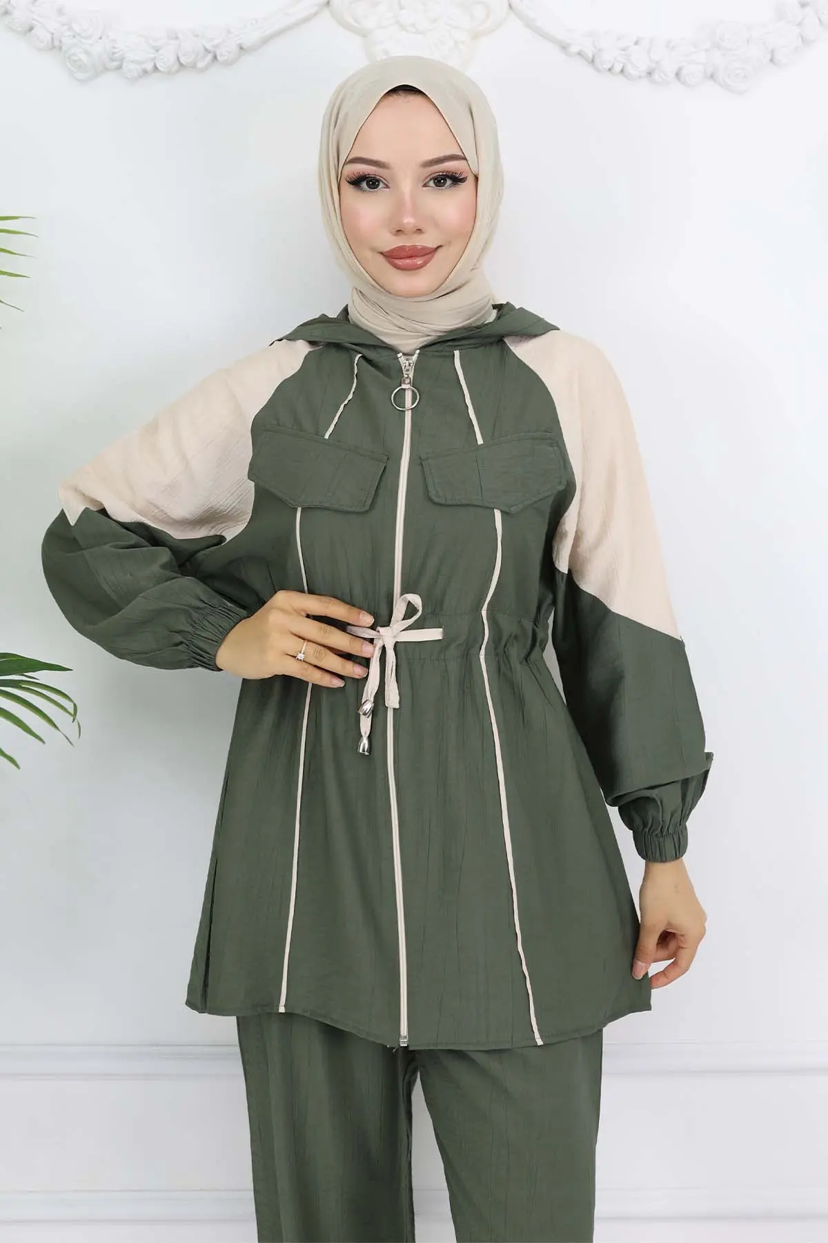 Waist Tie Striped Suit-detail