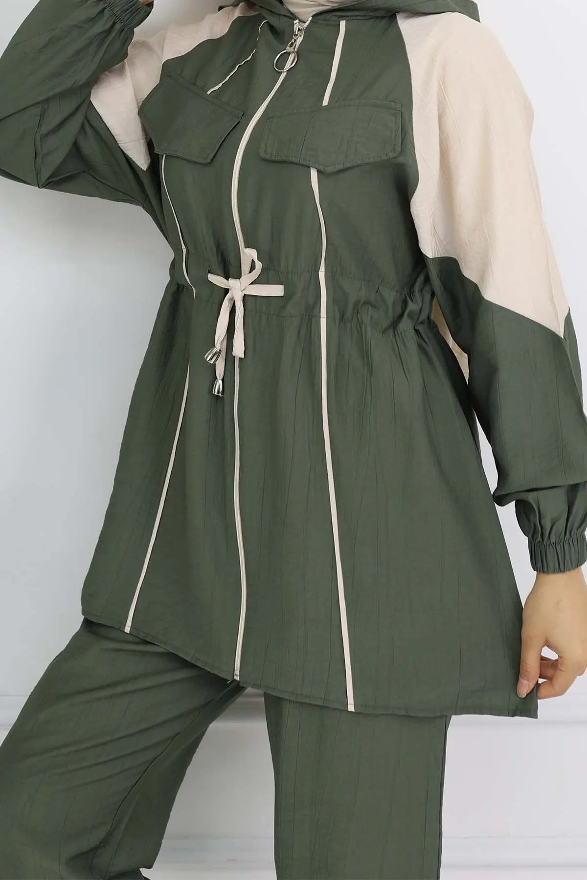 Waist Tie Striped Suit-detail