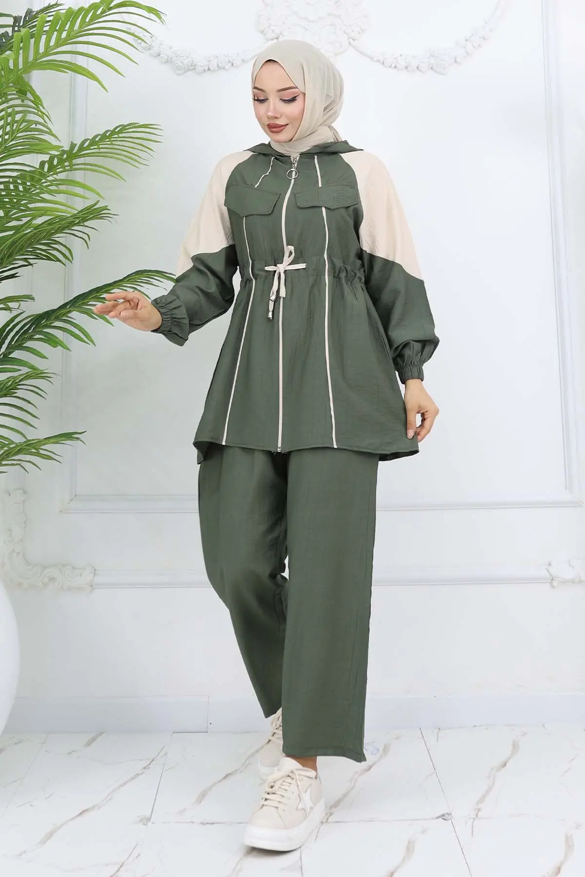 Waist Tie Striped Suit-detail