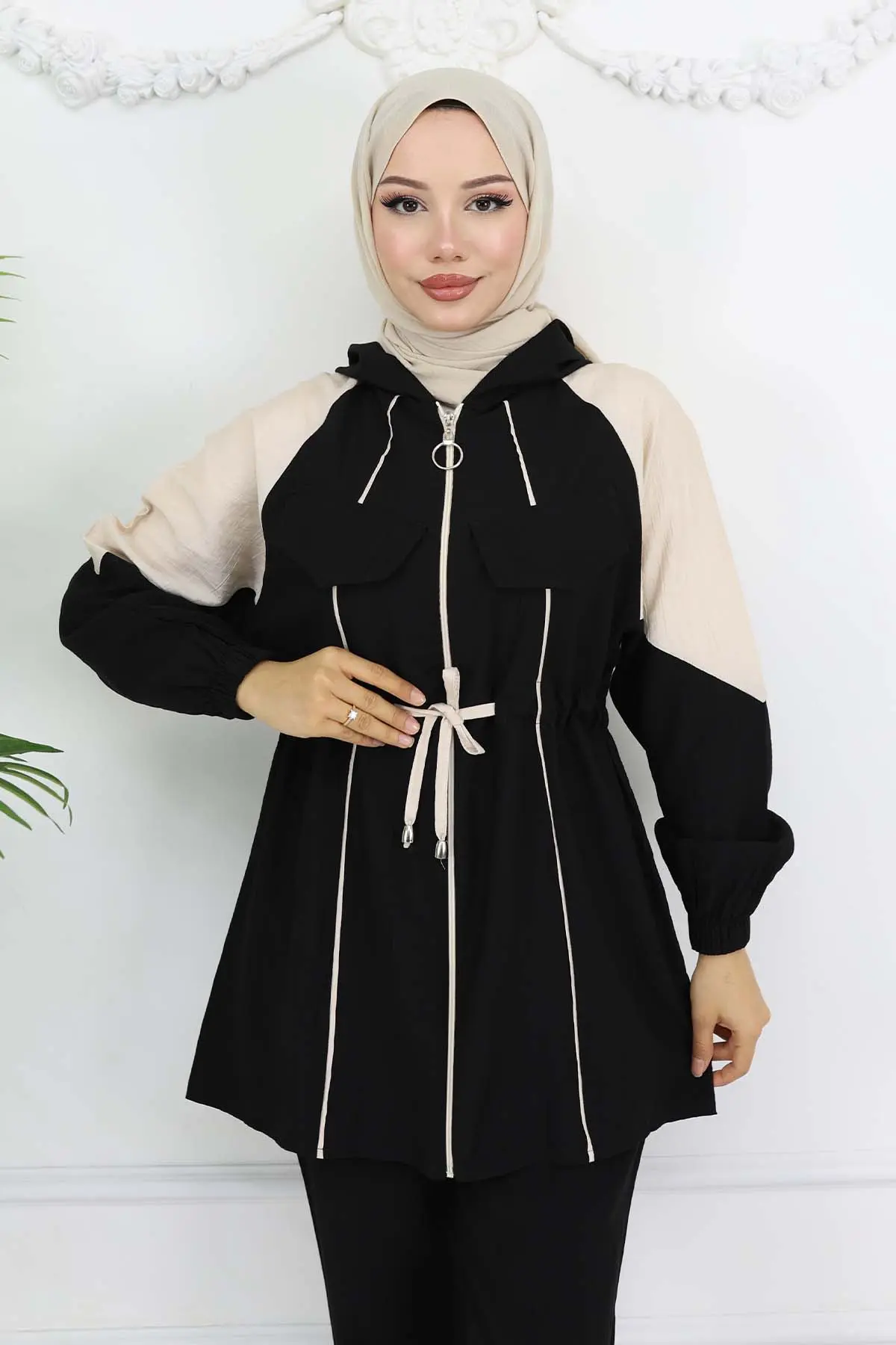 Waist Tie Striped Suit-detail