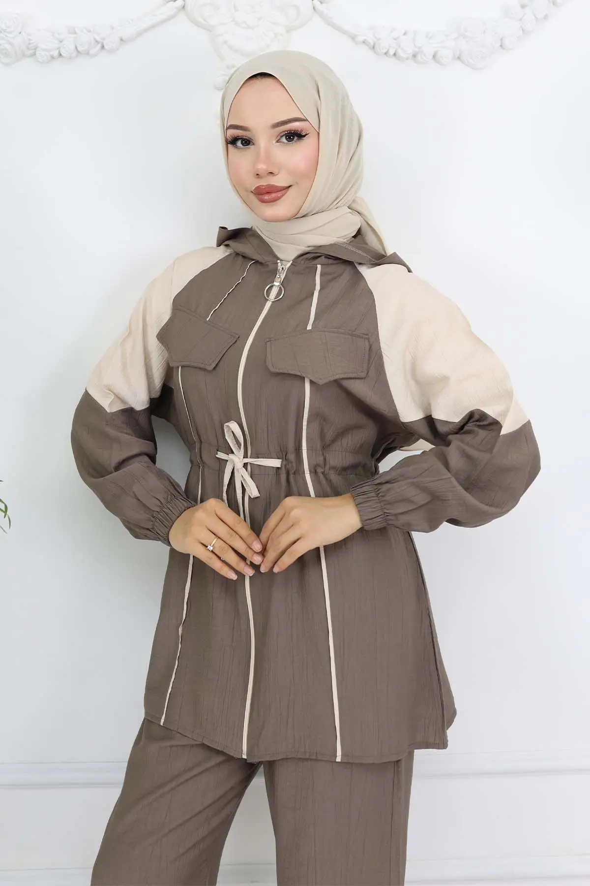 Waist Tie Striped Suit-detail