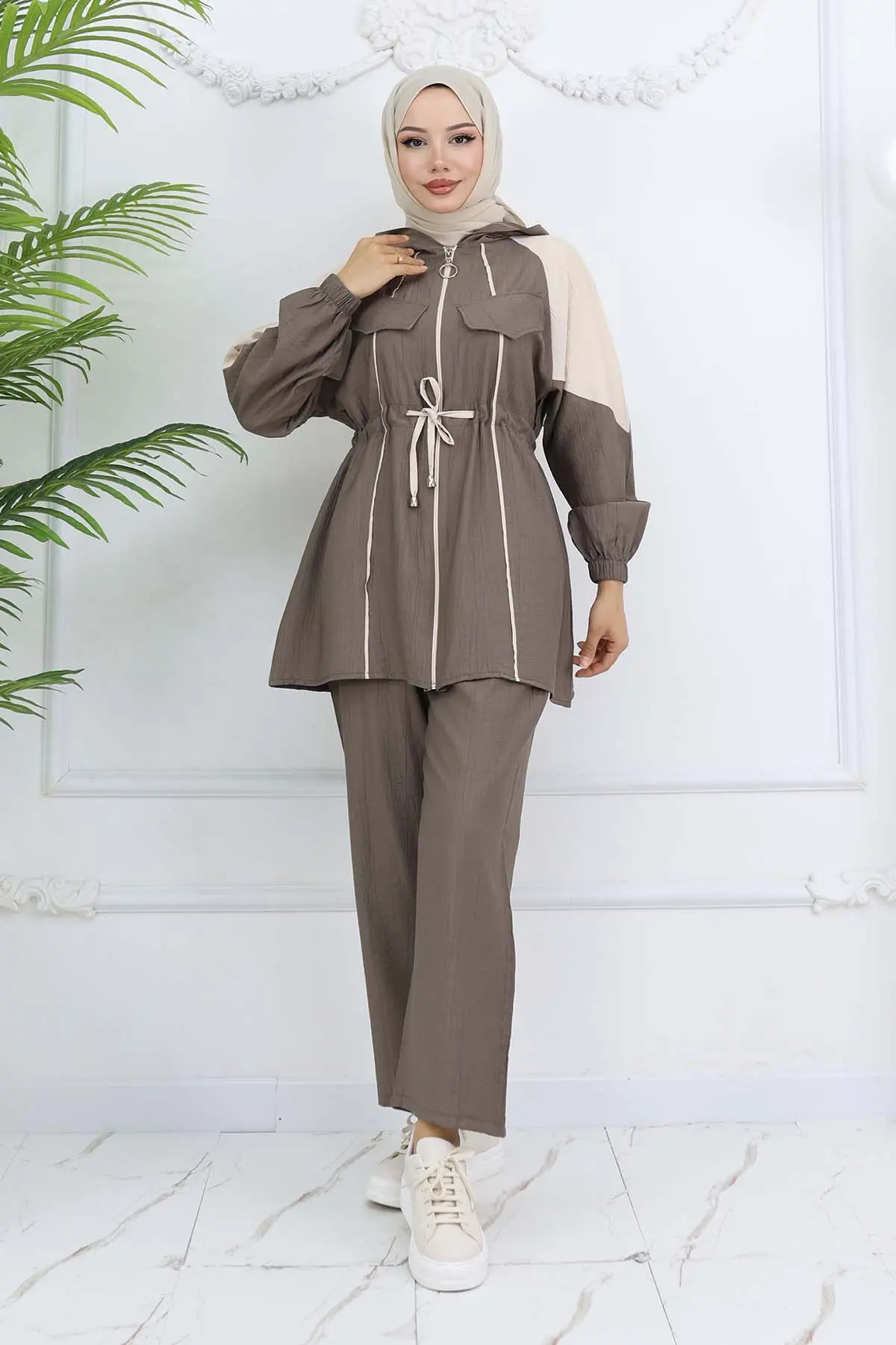 Waist Tie Striped Suit-detail