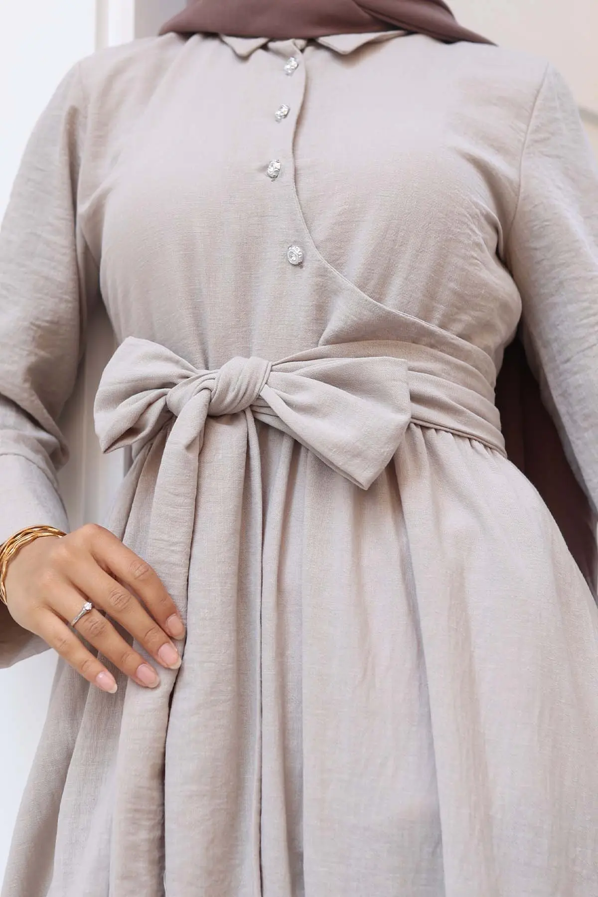 Tied Waist Hijab Dress-detail