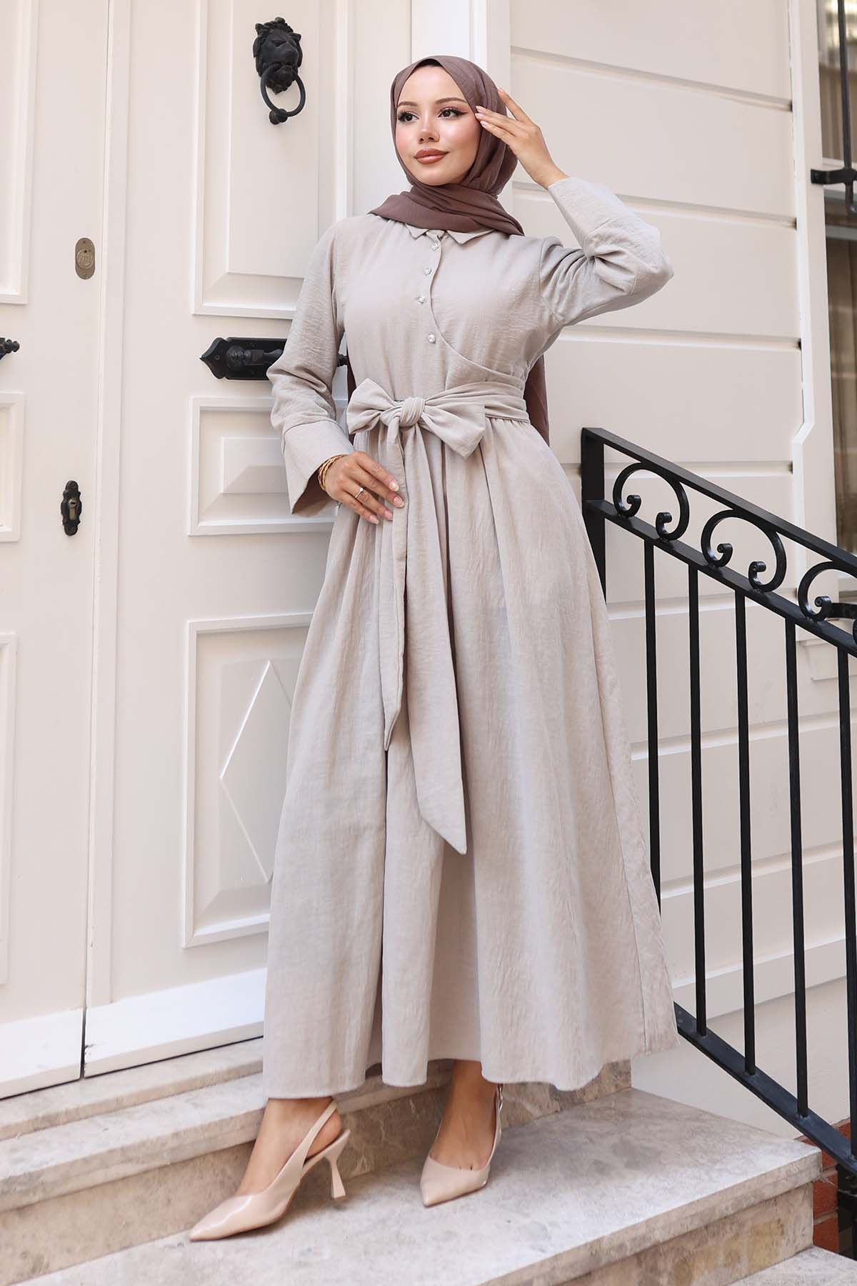 Tied Waist Hijab Dress