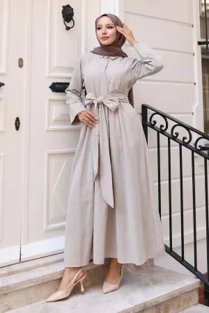 Tied Waist Hijab Dress