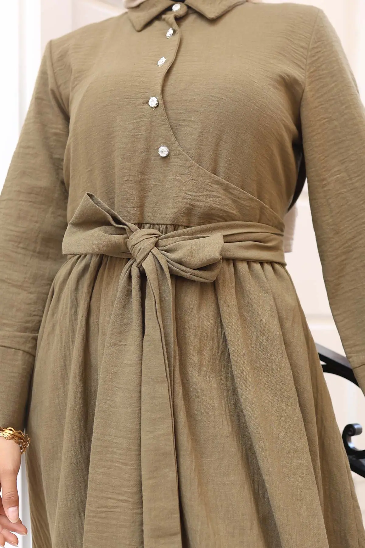 Tied Waist Hijab Dress-detail