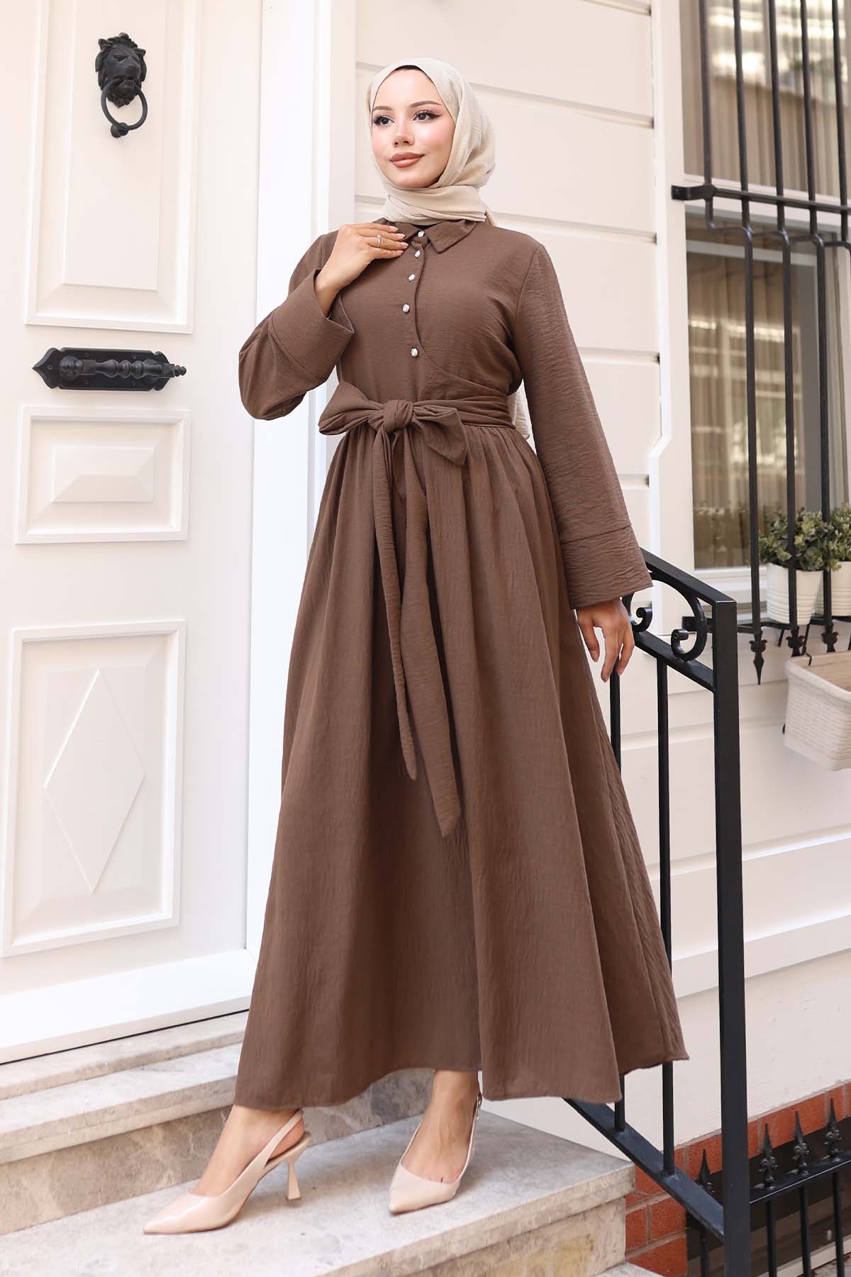Tied Waist Hijab Dress