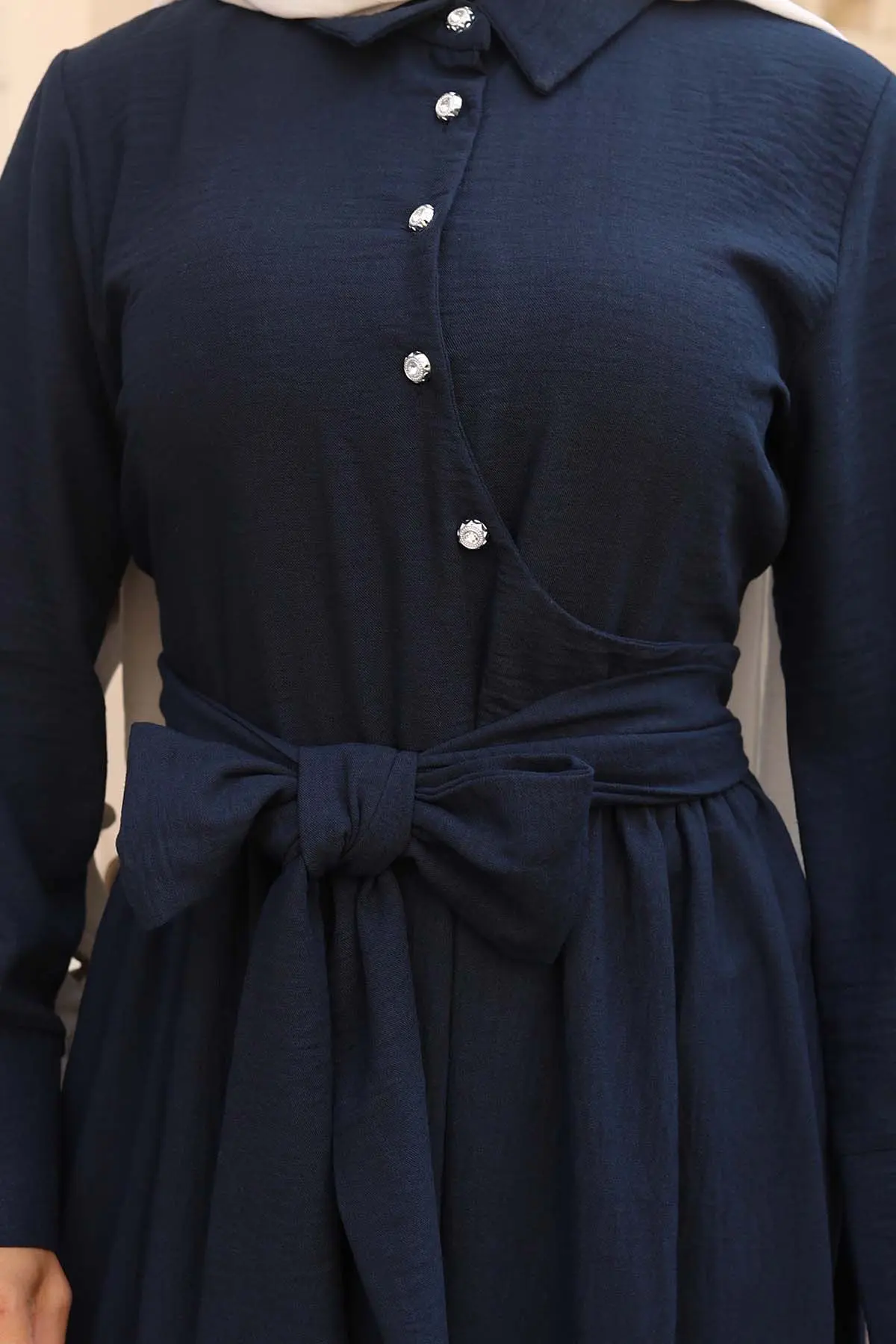 Tied Waist Hijab Dress-detail