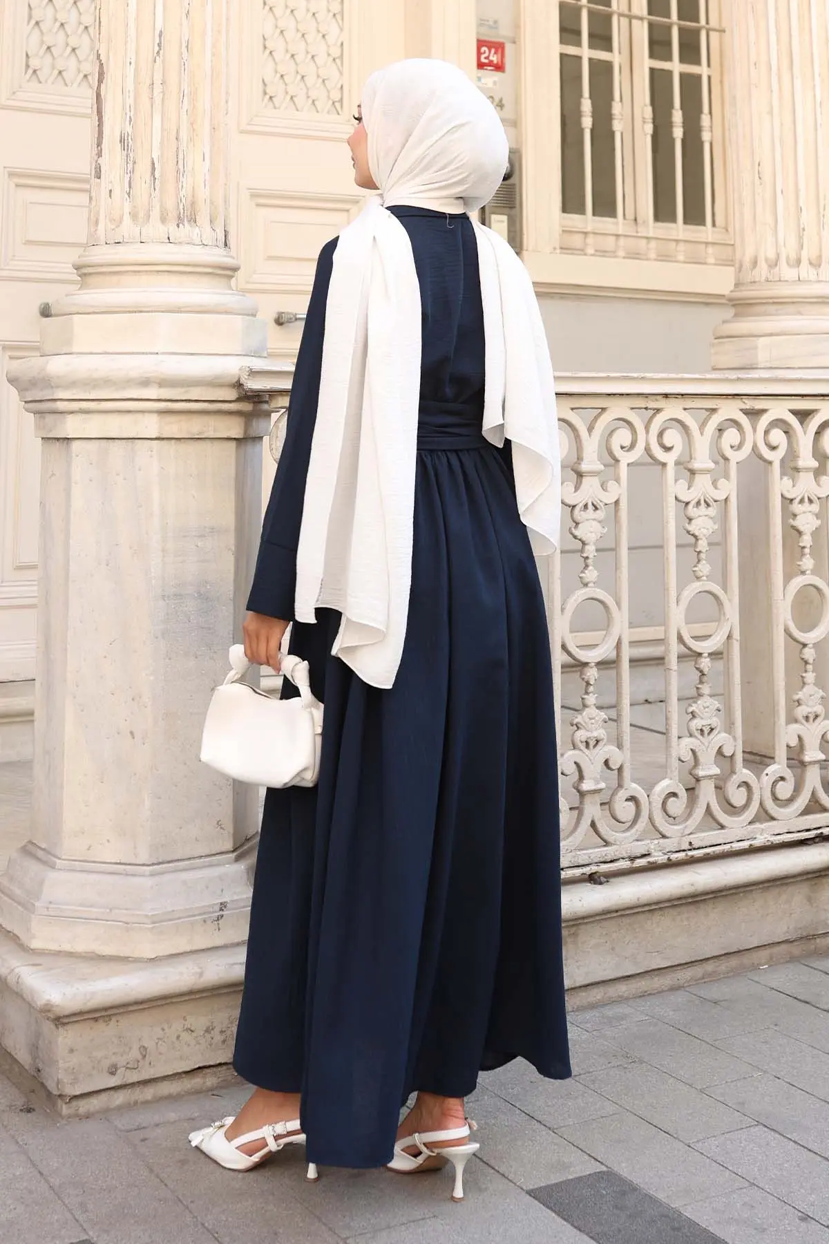 Tied Waist Hijab Dress-detail