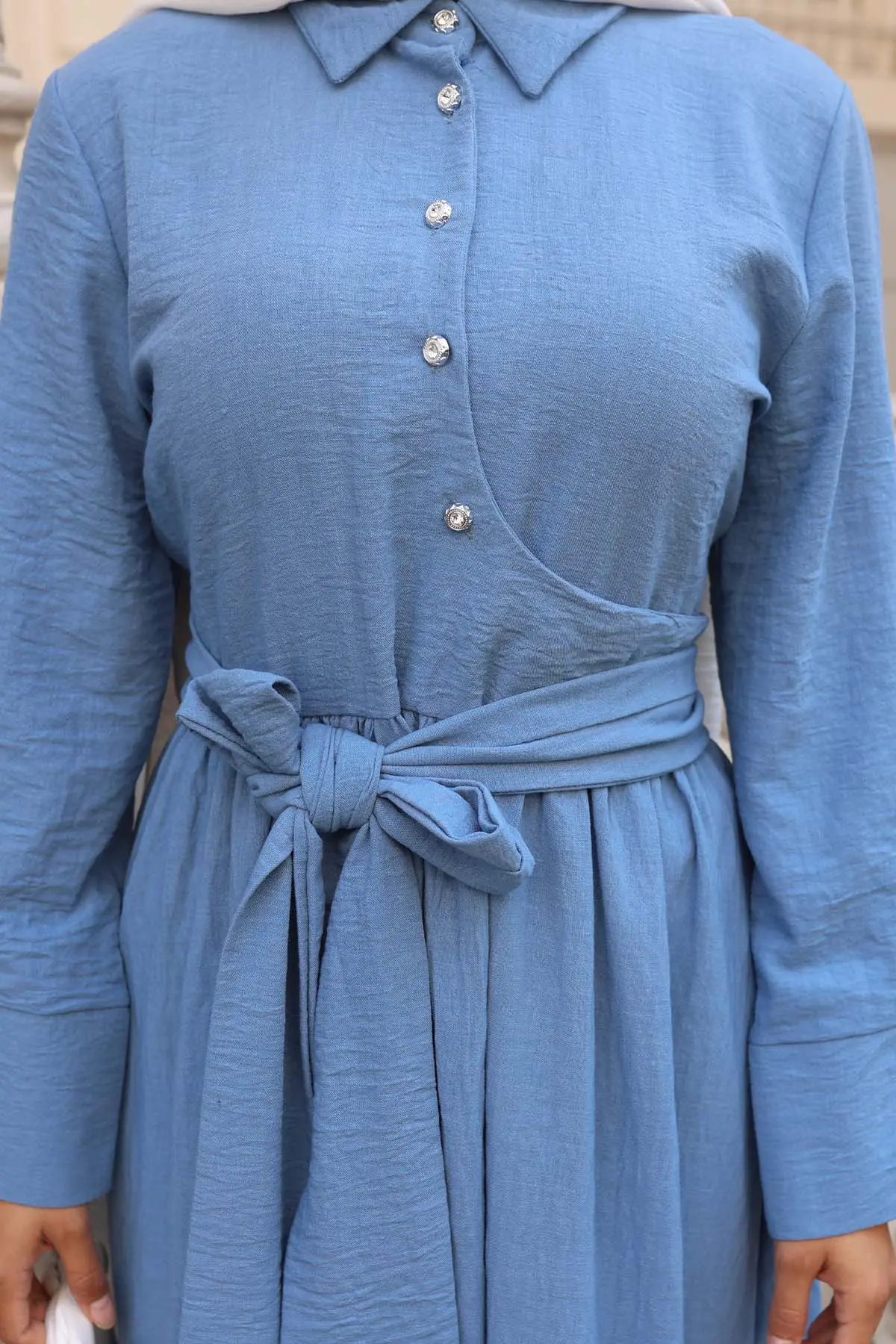 Tied Waist Hijab Dress-detail