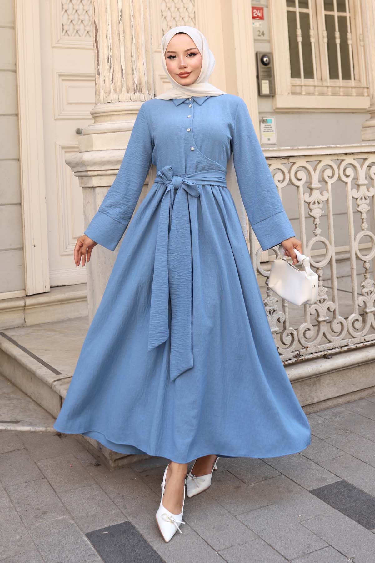 Tied Waist Hijab Dress