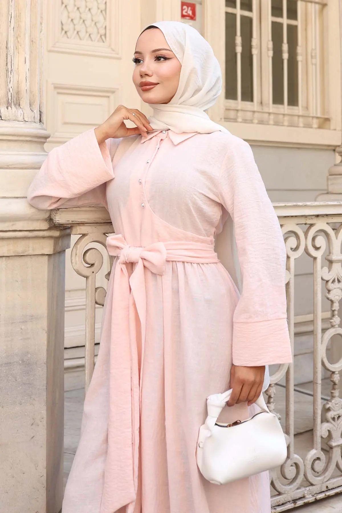 Tied Waist Hijab Dress-detail