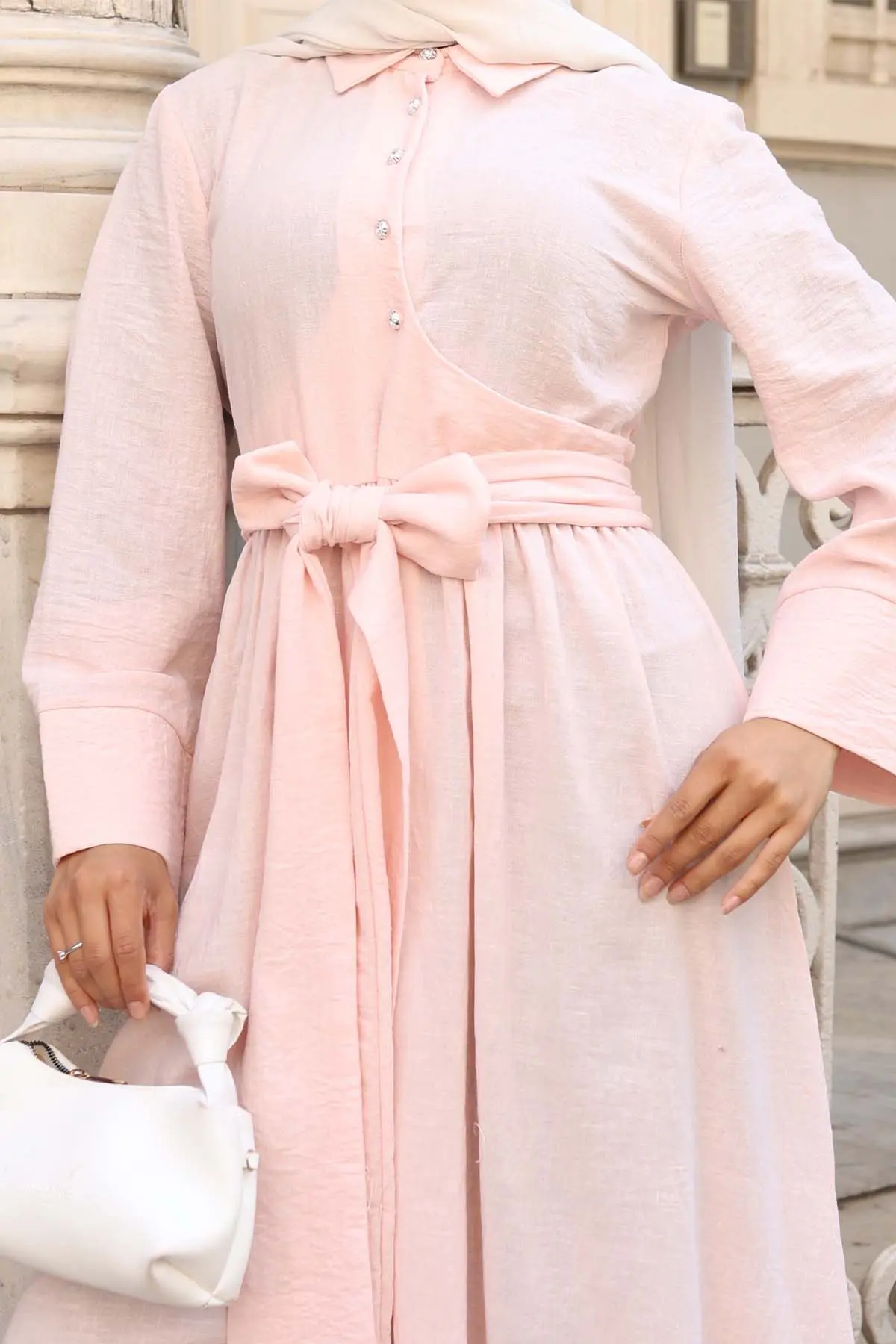 Tied Waist Hijab Dress-detail