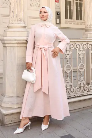 Beli Bağlamalı Tesettür Elbise