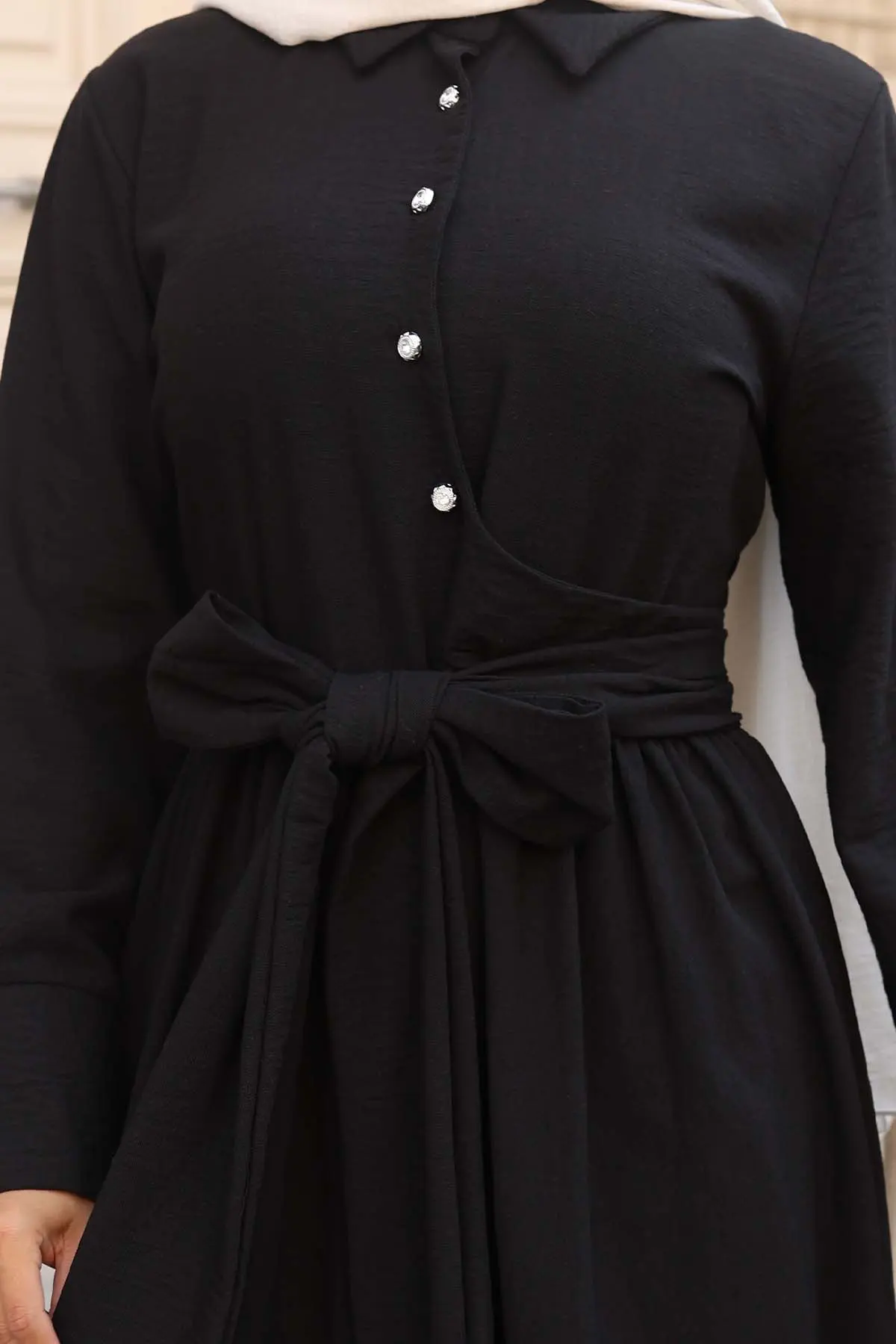 Tied Waist Hijab Dress-detail