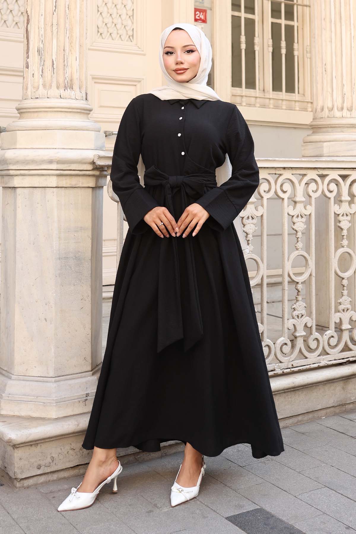 Tied Waist Hijab Dress