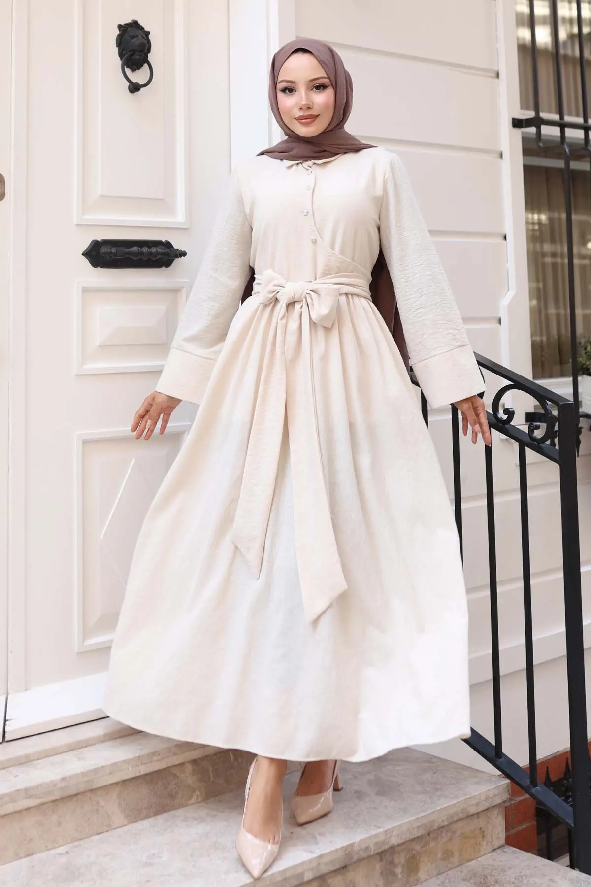 Beli Bağlamalı Tesettür Elbise-detail