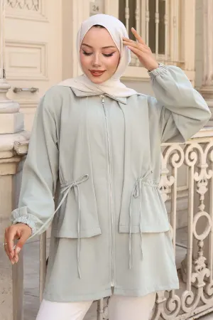 Beli Büzgülü Fermuarlı Kısa Kap