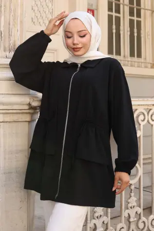 Beli Büzgülü Fermuarlı Kısa Kap