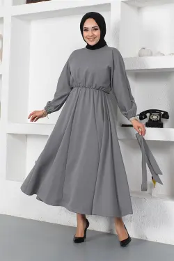 Gathered Waist Belted Dress
