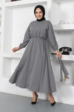 Gathered Waist Belted Dress
