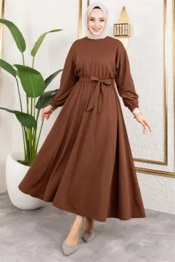 Gathered Waist Belted Dress