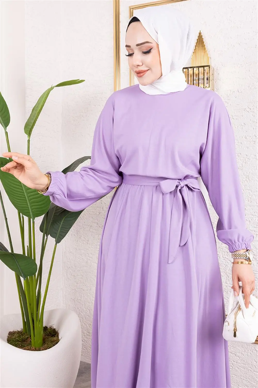 Gathered Waist Belted Dress-detail