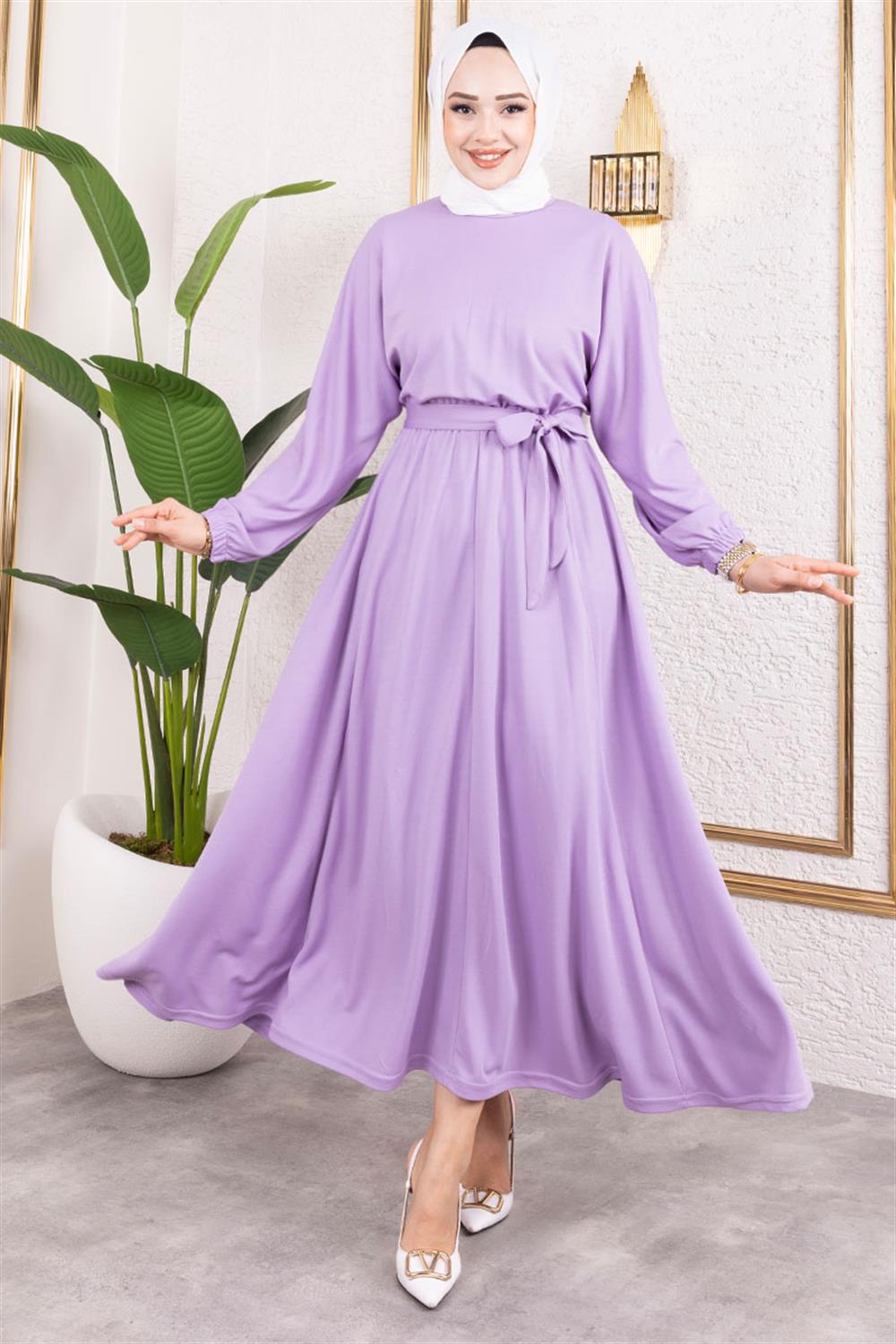 Gathered Waist Belted Dress