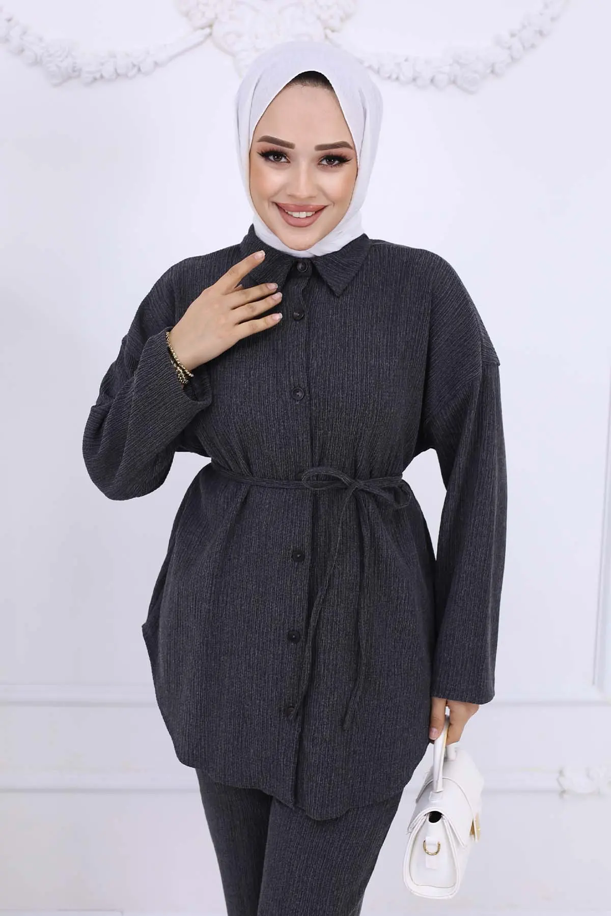 Bürümcük Double Suit With Waist Belt-detail