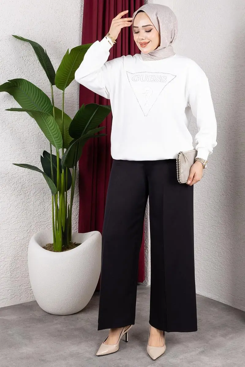 Elastic Waist Wide Leg Trousers-detail