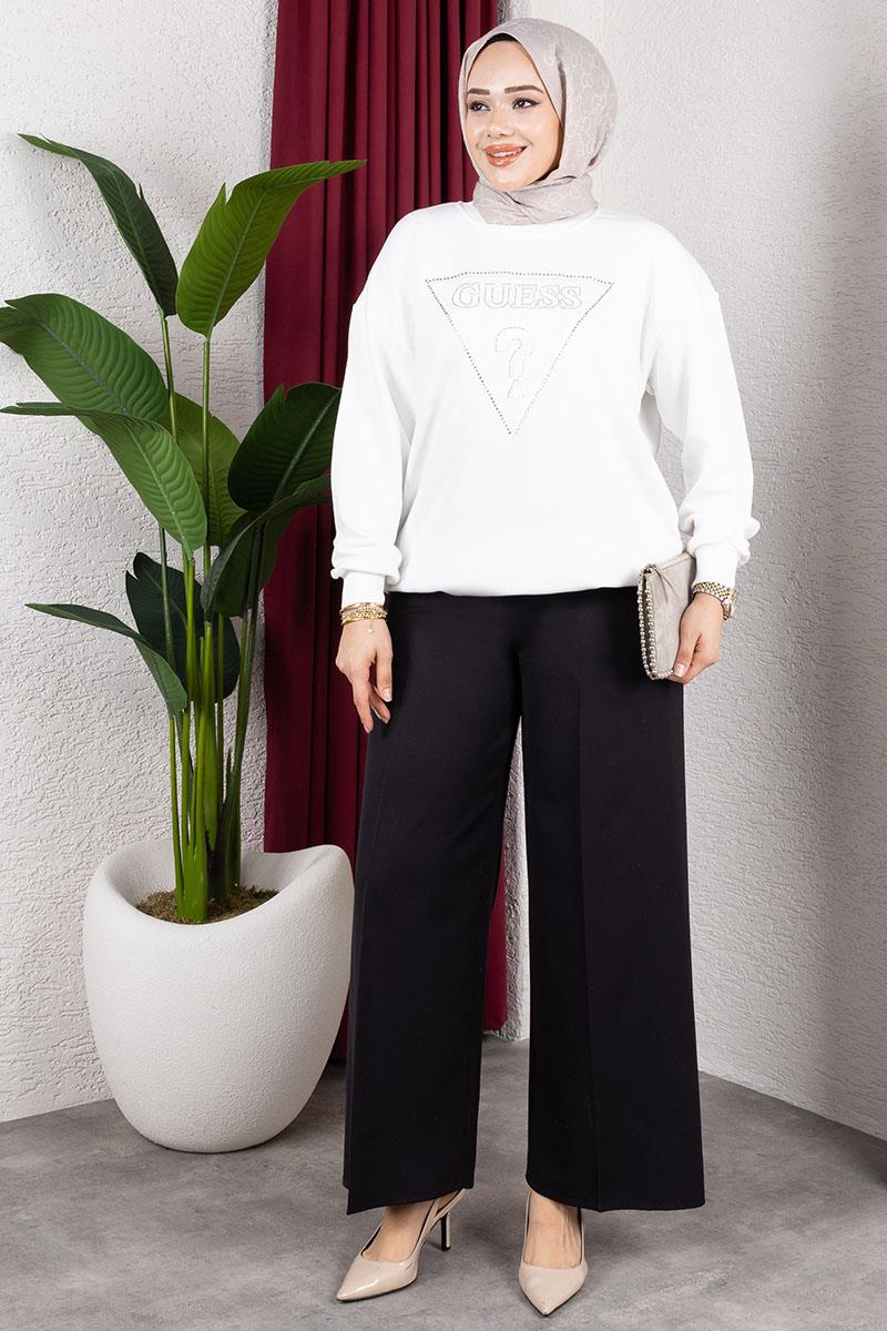 Elastic Waist Wide Leg Trousers